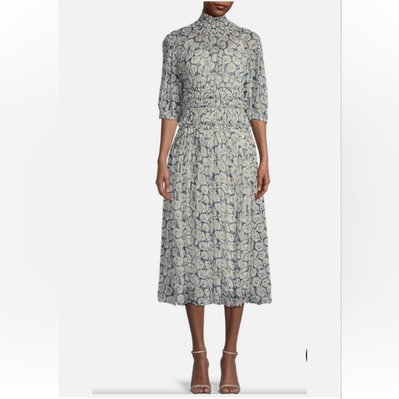 Rebecca Taylor Dresses & Skirts - Rebecca Taylor Cottagecore Floral Blue and Cream Long Dress Size 12  F45